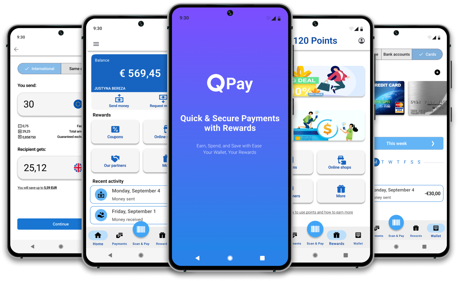 Qpay Android mockups design